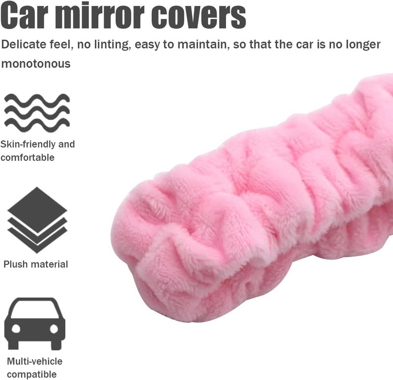 Bittwee Car Rearview Mirror Cover, Auto Interior Elastic Comfortable Rear View Mirror Protector Decorative Accessories for Girls Women Man Gift, Universal for Vehicles, SUV, Truck, RV (Pink) - Image 3